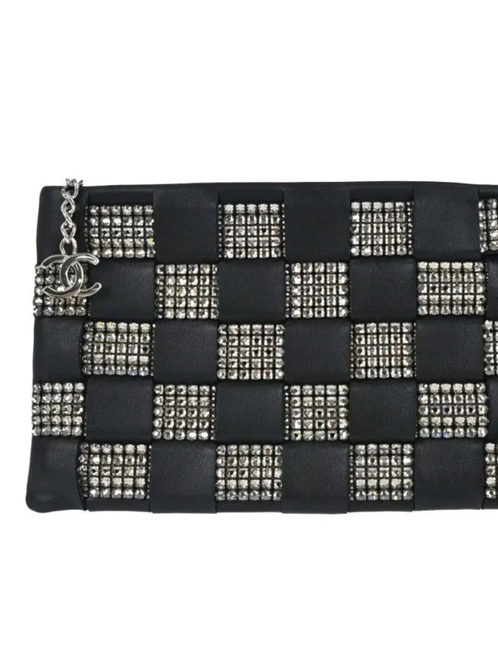 Chanel Black Lambskin Woven Stass Clutch Bag 179065